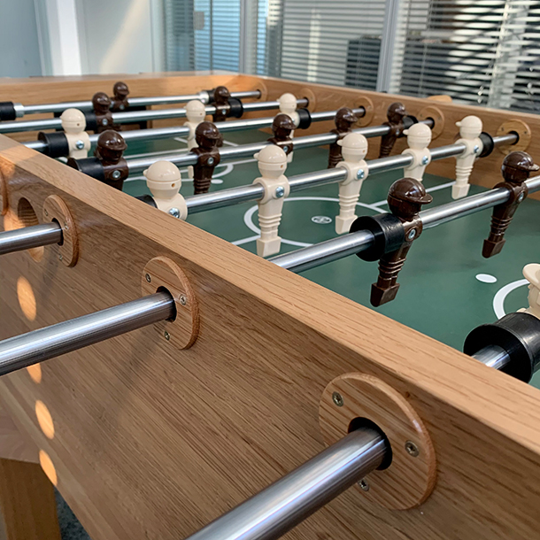 If you feel your head is buzzing with figures, you can clear your head by playing table football, table tennis or pinball.